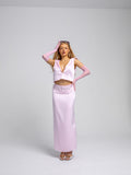 PINK SATIN MAXI SKIRT